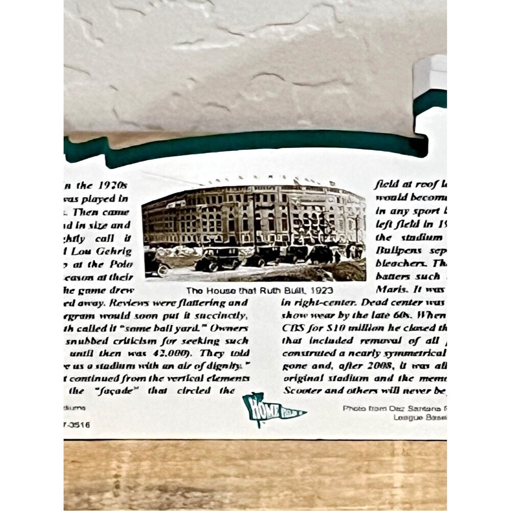 HomeFields NY Yankees Original Yankee Stadium 1923-1973 3D Wood Replica - 9”x4” - Picture 5 of 5